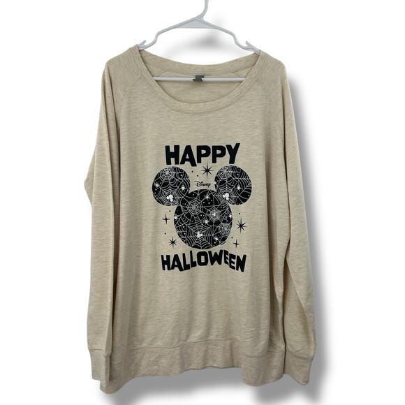 Macy's Disney Mickey Mouse Halloween Pullover Long Sleeve Heather Beige 2XW Top - Picture 1 of 7